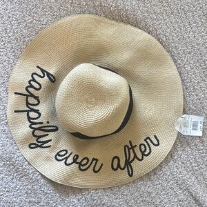 Beige Straw Hat with Black Script